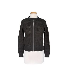 Hartford Black Wool Crew Neck Women's Cardigan Jacket Size Small